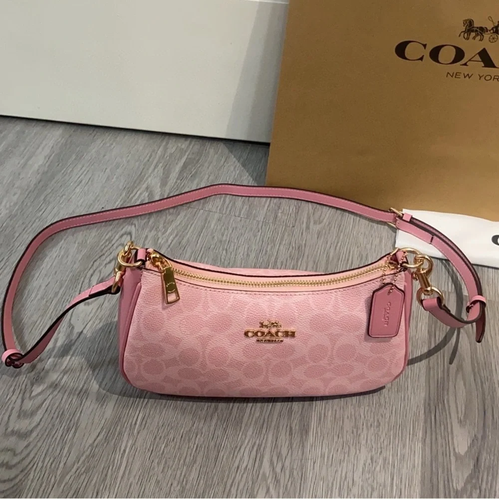 👒Coach CEA20 Teri Shoulder Bag - Gold/Powder Pink Charms - Picture 3 of 9